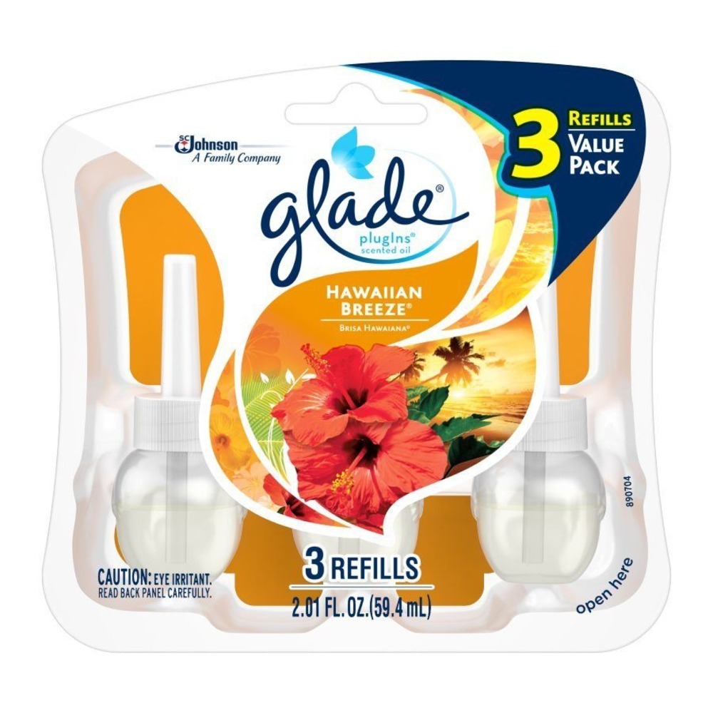 Glade PlugIns Scented Oil Refills Hawaiian Breeze 3 Count 2.01 fl oz Value Pack
